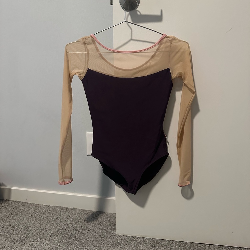 Yumiko Purple and Nude Long Sleeve Meagan Leotard